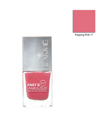 Lakme Absolute Fast and Fabulous One Stroke Nail Color 17 Popping Pink Review, NOTD
