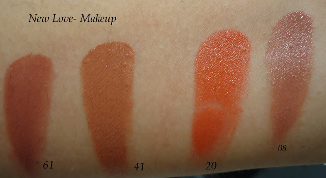 Inglot Freedom System Lipstick 61, 41,20,08 Swatches