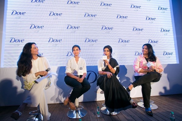Author Kiran Manral, Chef Pooja  Dhingra, Global Brand Manager South Asia Dove Nilushi Jayatileke  and  Actress Konkona Sen Sharma at Dove event