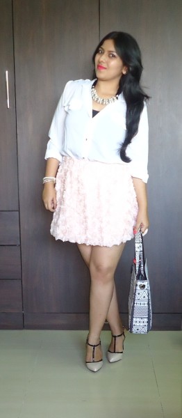 OOTD: Pink Roses Skirt, Lavie 4D Bag
