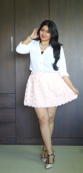 OOTD: Pink Roses Skirt, Lavie 4D Bag