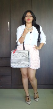 OOTD: Pink Roses Skirt, Lavie 4D Bag