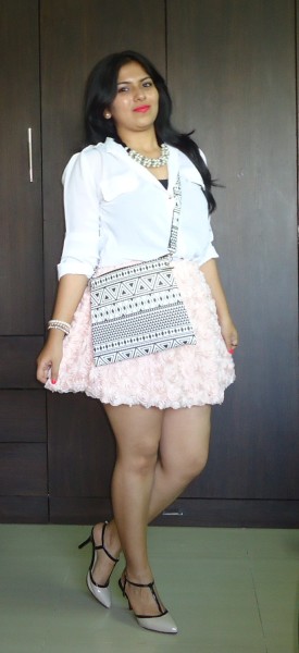 OOTD: Pink Roses Skirt, Lavie 4D Bag, Indian Fashion Blogger, Outfit Posts