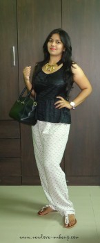 OOTD: Faux Leather Peplum Top, Polka Dots Slouchy Pants, Solester Interchangeable Uppers Flats, Indian Fashion Blog