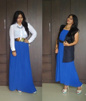 OOTD: Royal Blue Pleated Maxi Skirt-Two ways, Indian Fashion Blog