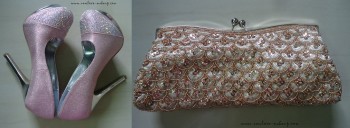 Haul-Pink Rhinestone Pumps,Champagne Clutch, Indian Fashion Blog