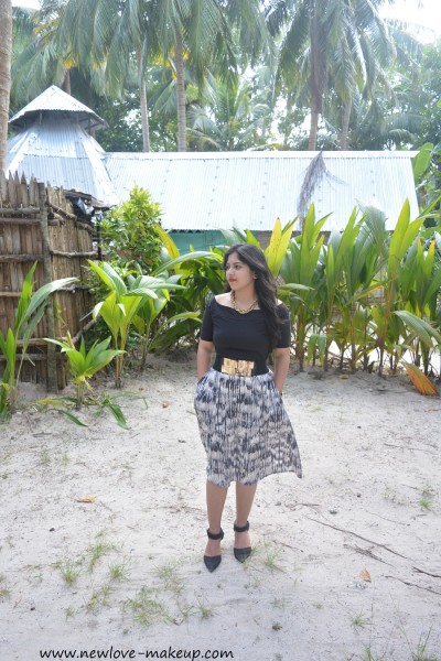 OOTD: Off Shoulder Black Printed Midi Dress, StalkBuyLove,Indian Fashion Blog, Outfit Posts