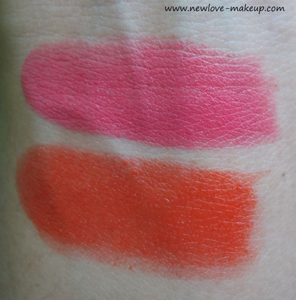 Lakme Absolute Sculpt Studio Hi-Definition Matte Lipsticks Pink Caress and Tangerine Lush Review,Swatches