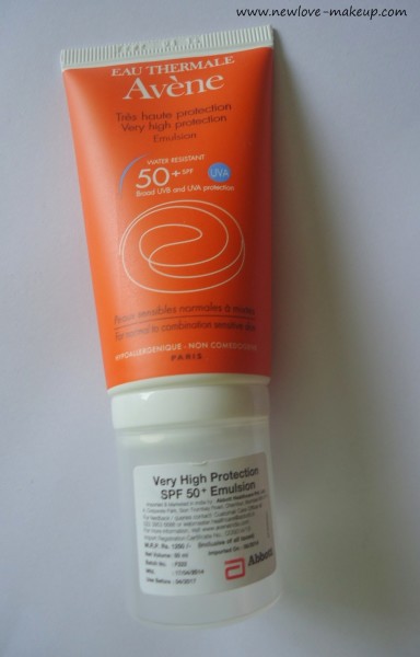Avene New Dry Touch Emulsion Sunscreen SPF50+ Review, Indian Beauty Blog