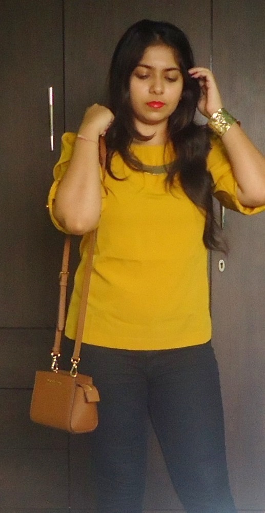 OOTD: Zovi Mustard Yellow Top with Gold Accessories | New Love - Makeup