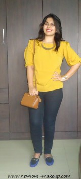 OOTD: Zovi Mustard Yellow Top with Gold Accessories, Indian Fashion Blog