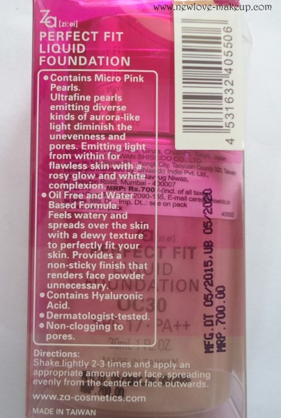 ZA Perfect Fit Liquid Foundation Review,Swatches,FOTD, Indian Beauty Blog