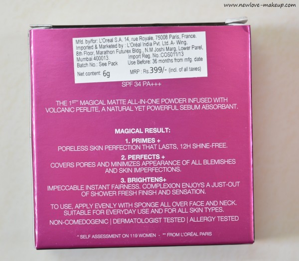 L'Oreal Paris Mat Magique Compact Powder Review, Swatches, FOTD