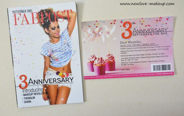 Unboxing & Review: September 2015 Anniversary Fab Bag, Indian Youtuber