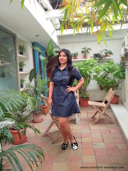 OOTD: Denim Shirt Dress, Cute Animal Ballet Flats, Indian Fashion Blog, StalkBuyLove,Dresslink