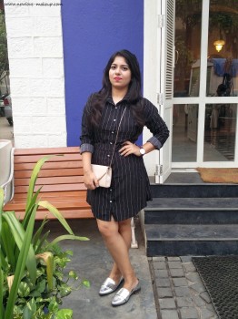 OOTD: Black Striped Shirt Dress, Silver Loafers, Indian Fashion Blog