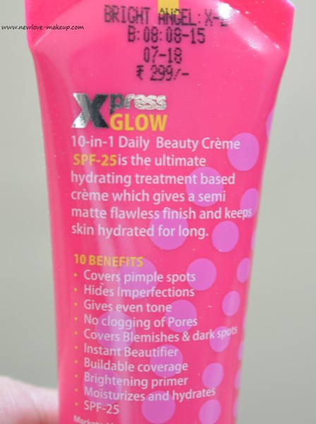 Lotus Herbals Xpress Glow 10 in 1 Daily Beauty Creme SPF 25 Review, Swatches, FOTD