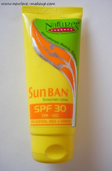 Nature's Essence Sun Ban Sunscreen Lotion SPF-30 TPI-60 Review, Indian Beauty Blog