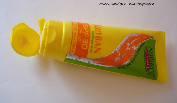 Nature's Essence Sun Ban Sunscreen Lotion SPF-30 TPI-60 Review, Indian Beauty Blog