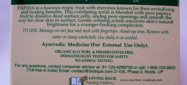 Biotique Bio Papaya Revitalising Tan Removal Scrub Review, Indian Beauty Blog