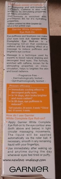 Garnier White Complete Eye Roll On Review, Indian beauty blog