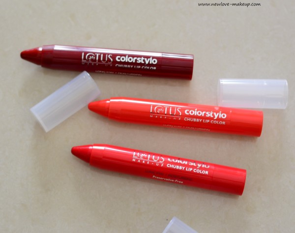 Lotus Herbals Colorstylo Chubby Lip Colors Review, Swatches, Indian Makeup Blog