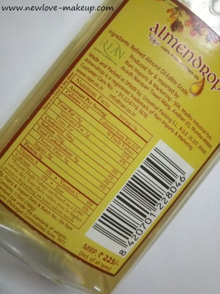 Almendrop 100% Pure Almond Oil Review, Indian Beauty Blog, Skincare