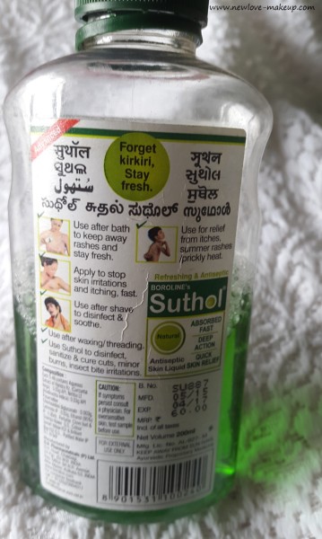 Boroline Suthol Antiseptic Skin Liquid Review, Indian Makeup and Beauty Blog, newlovemakeup