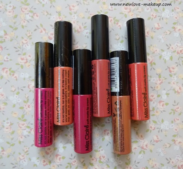Miss Claire Soft Matte Lip Creams Review, Swatches, Indian Makeup and Beauty Blog