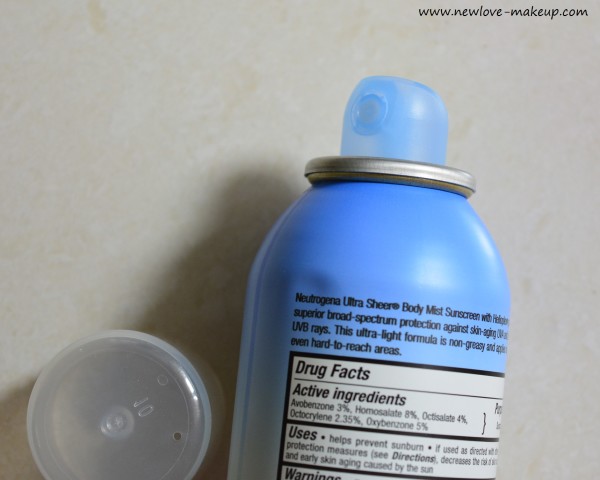Neutrogena Ultra Sheer Body Mist Sunscreen SPF 30 Review, Sunscreen India, Body Spray Sunscreen India, Indian Beauty Blog