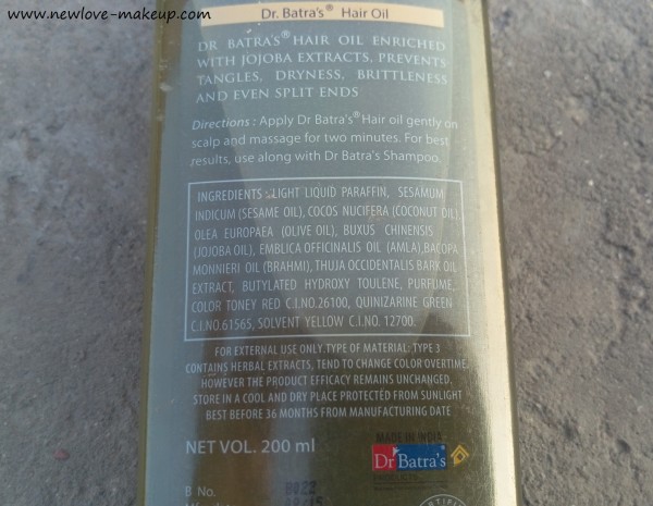 Dr Batra's Hair Oil Enriched With Jojoba Review, Indian Beauty Blog, Hair care, Dr. Batra's