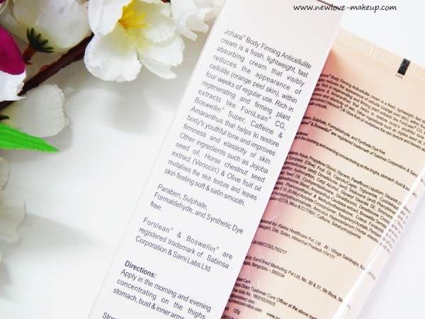 Johara Body Firming Anti Cellulite Cream Review, Indian Beauty Blog