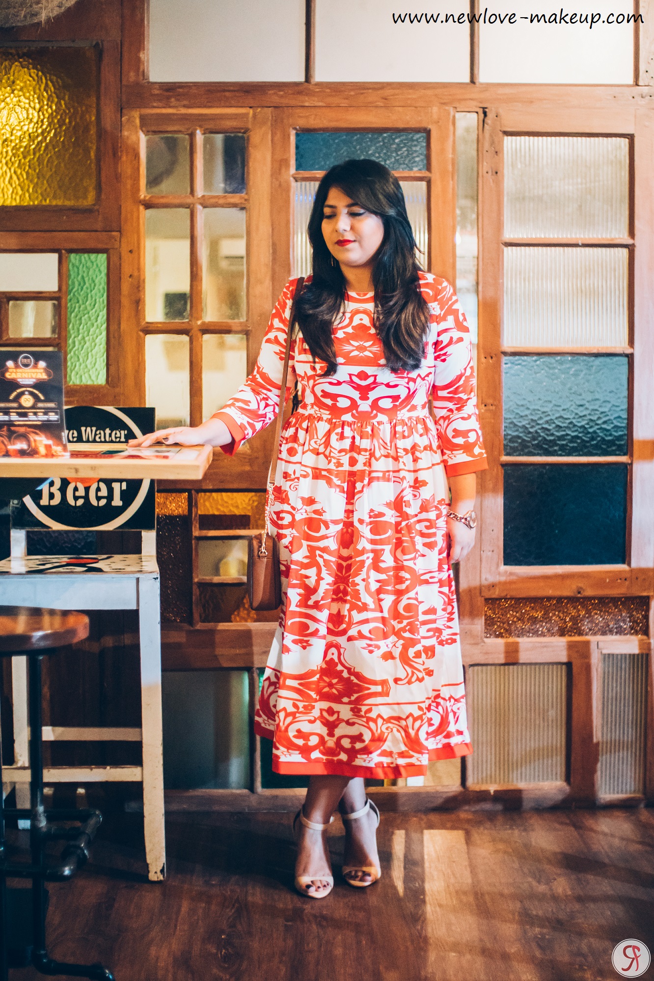 OOTD: Red & White Flared Midi Dress, Indian Fashion Blog