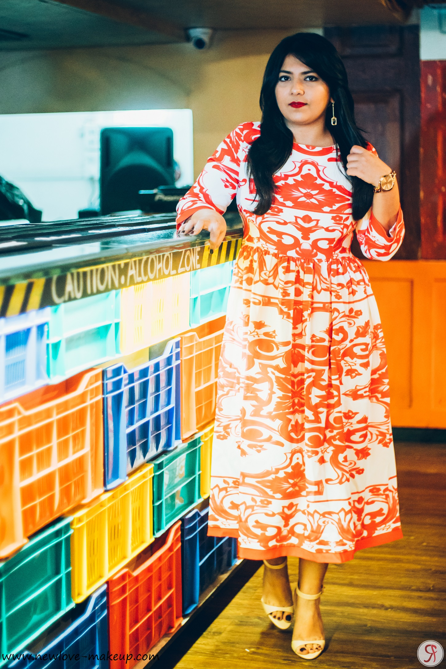 OOTD: Red & White Flared Midi Dress, Indian Fashion Blog