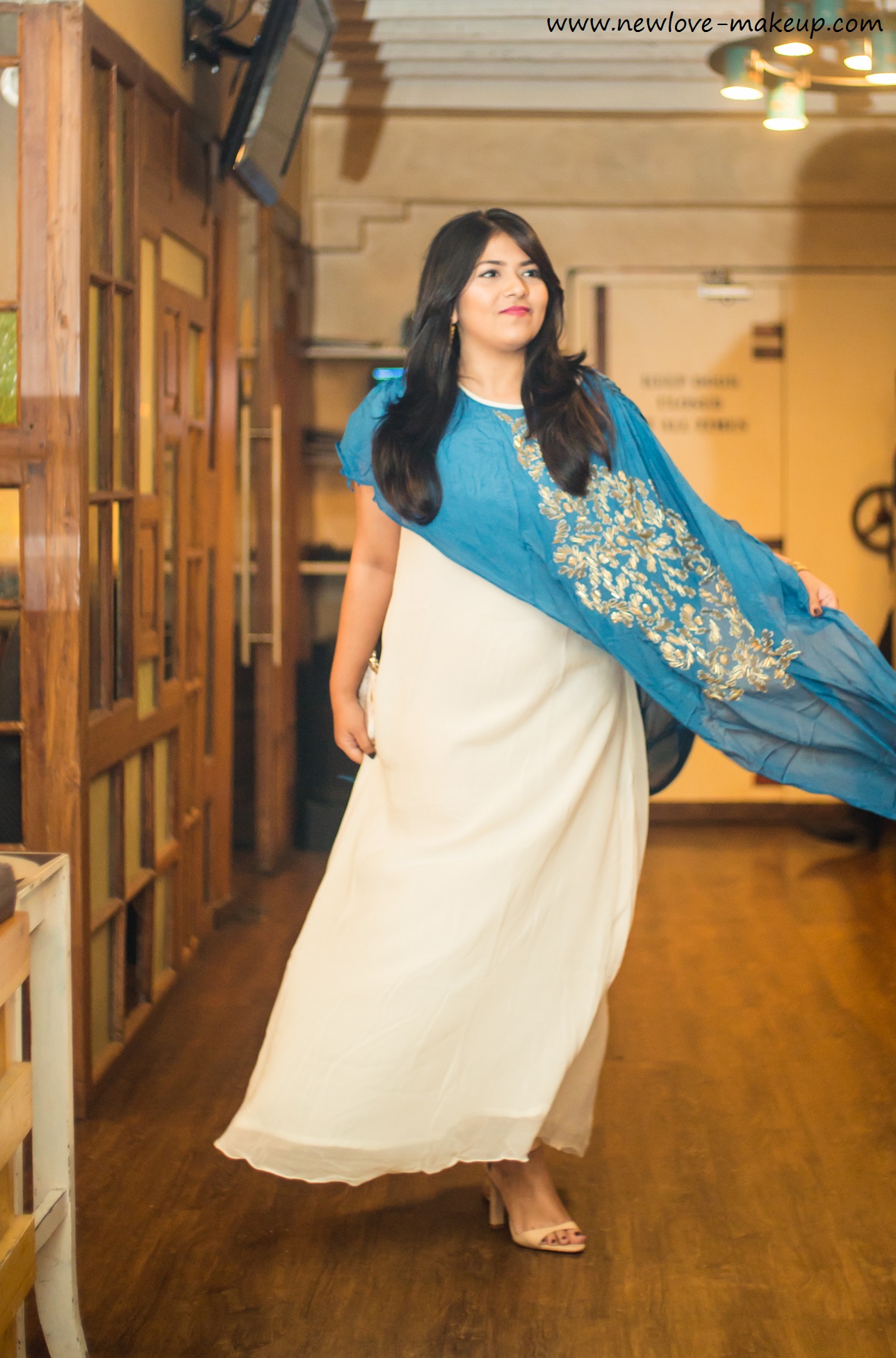 OOTD: White & Blue Embellished Gown, Indian Fashion Blog