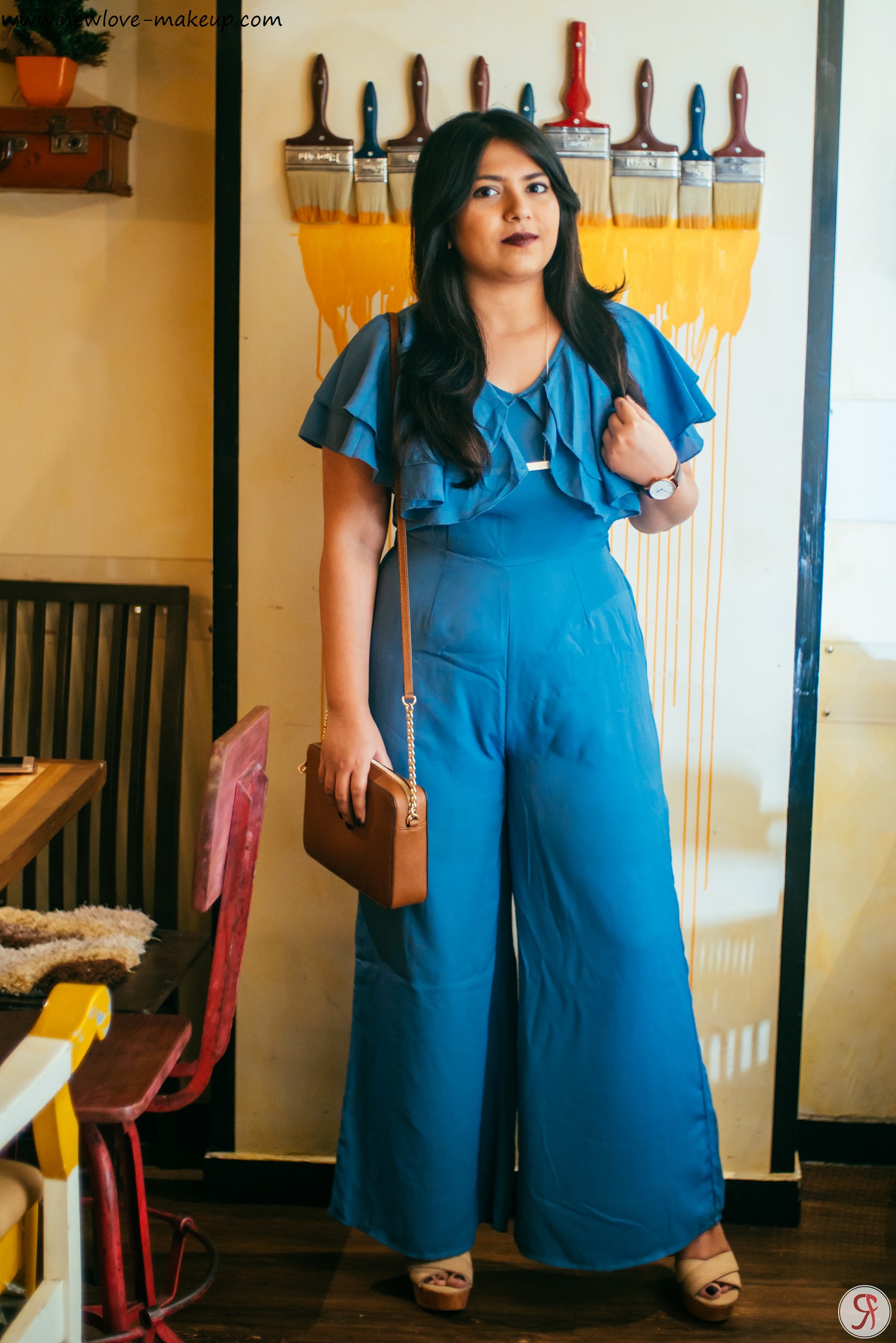 OOTD: Blue Flared Jumpsuit, Indian Fashion Blog