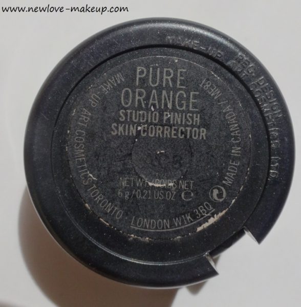 MAC Studio Finish Skin Corrector Pure Orange Review, Swatches, Orange Corrector for Dark Circles
