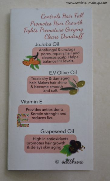 Satthwa Premium Hair Oil for Hair Fall Control & Hair Growth Review