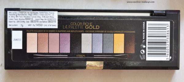 L'Oreal Paris Color Riche La Palette Gold Review, Swatches, Indian Makeup Blog