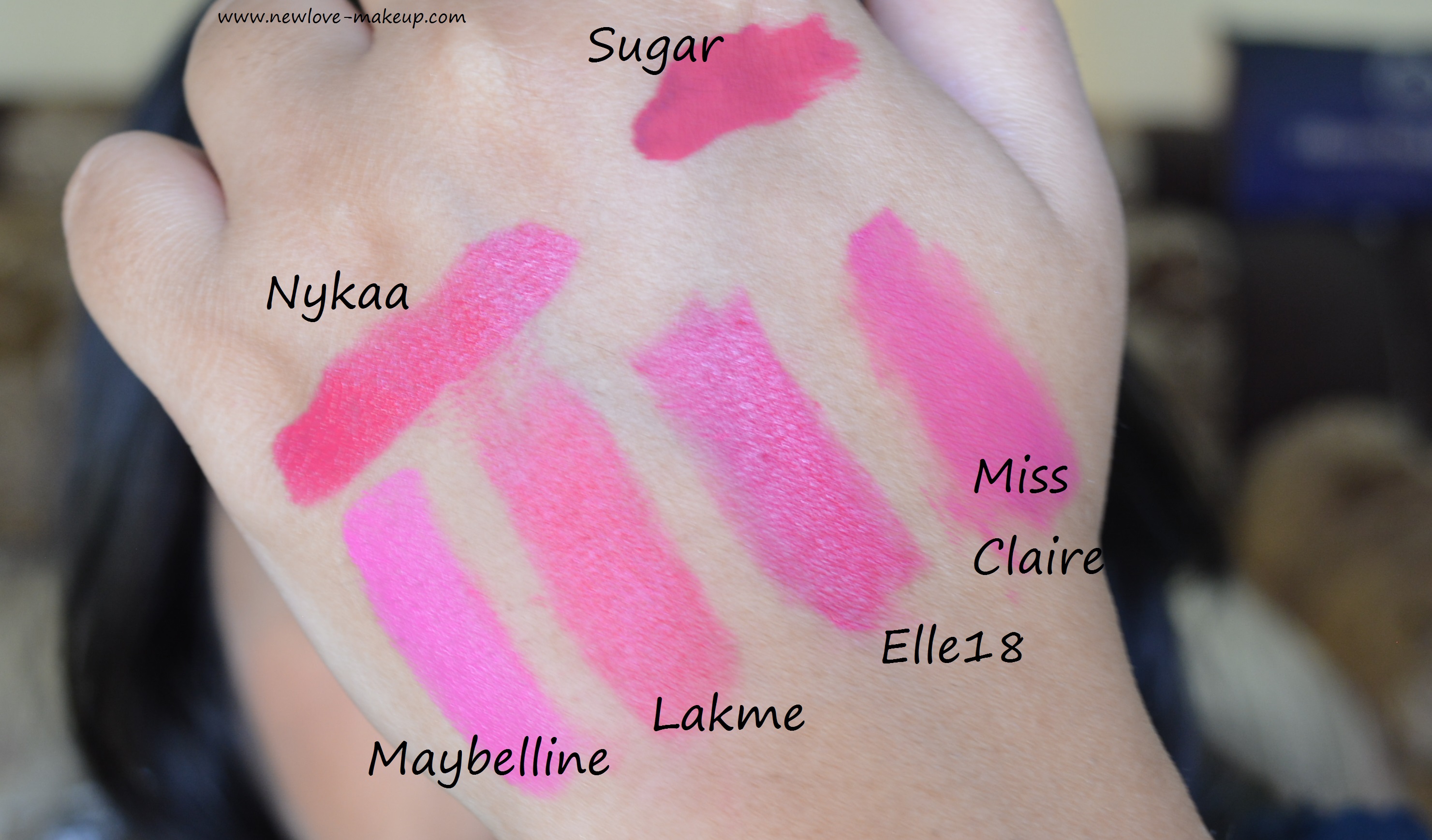 Top 6 Matte Pink Lipsticks under Rs.500 in India | Swatches | Giveaway