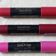 IsaDora Twist-Up Matt Lips Super Pink, Queen of Roses, Purple Prune Review, Swatches