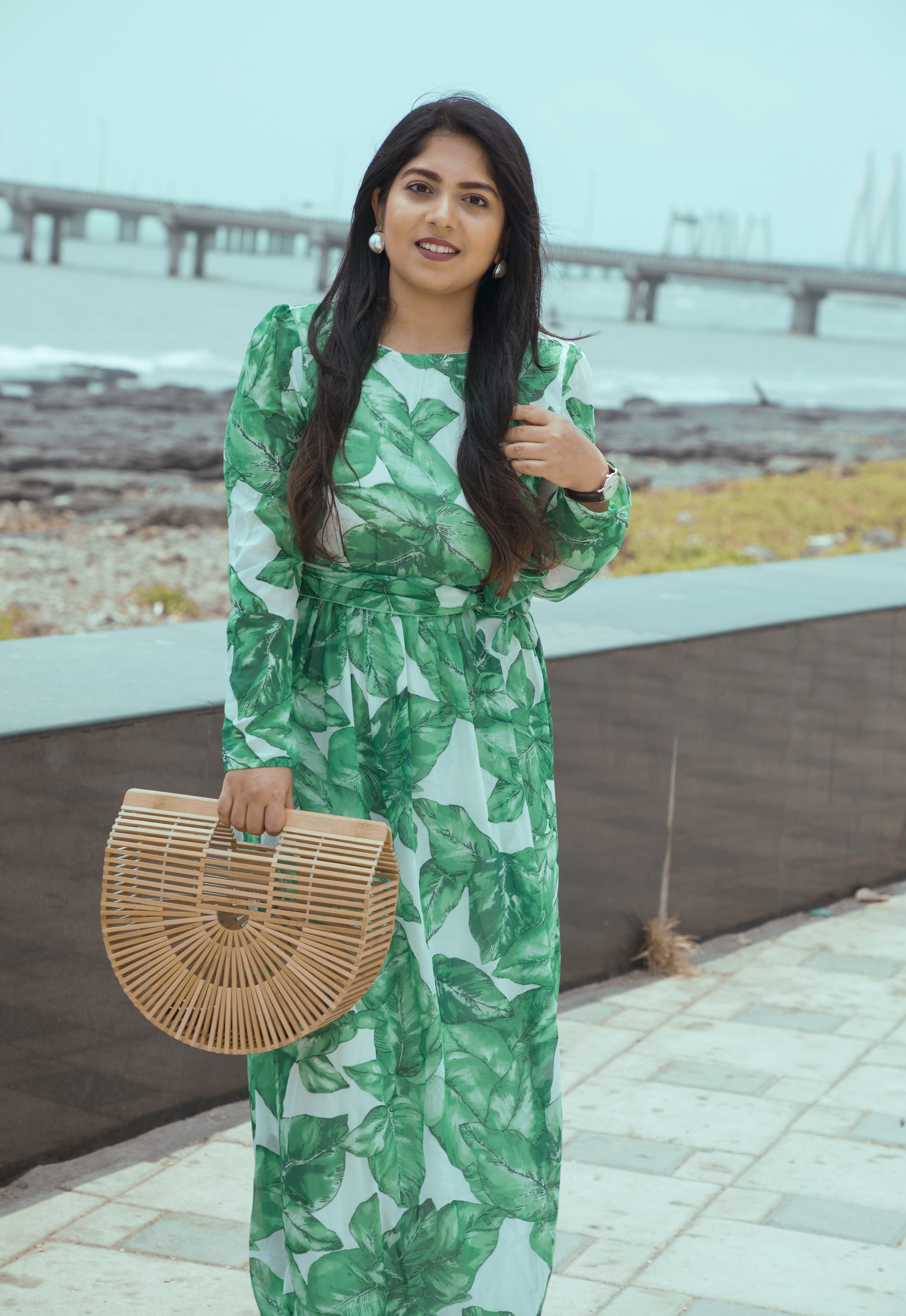 OOTD: Green Leaf Print Summer Dress, Indian Fashion Blog