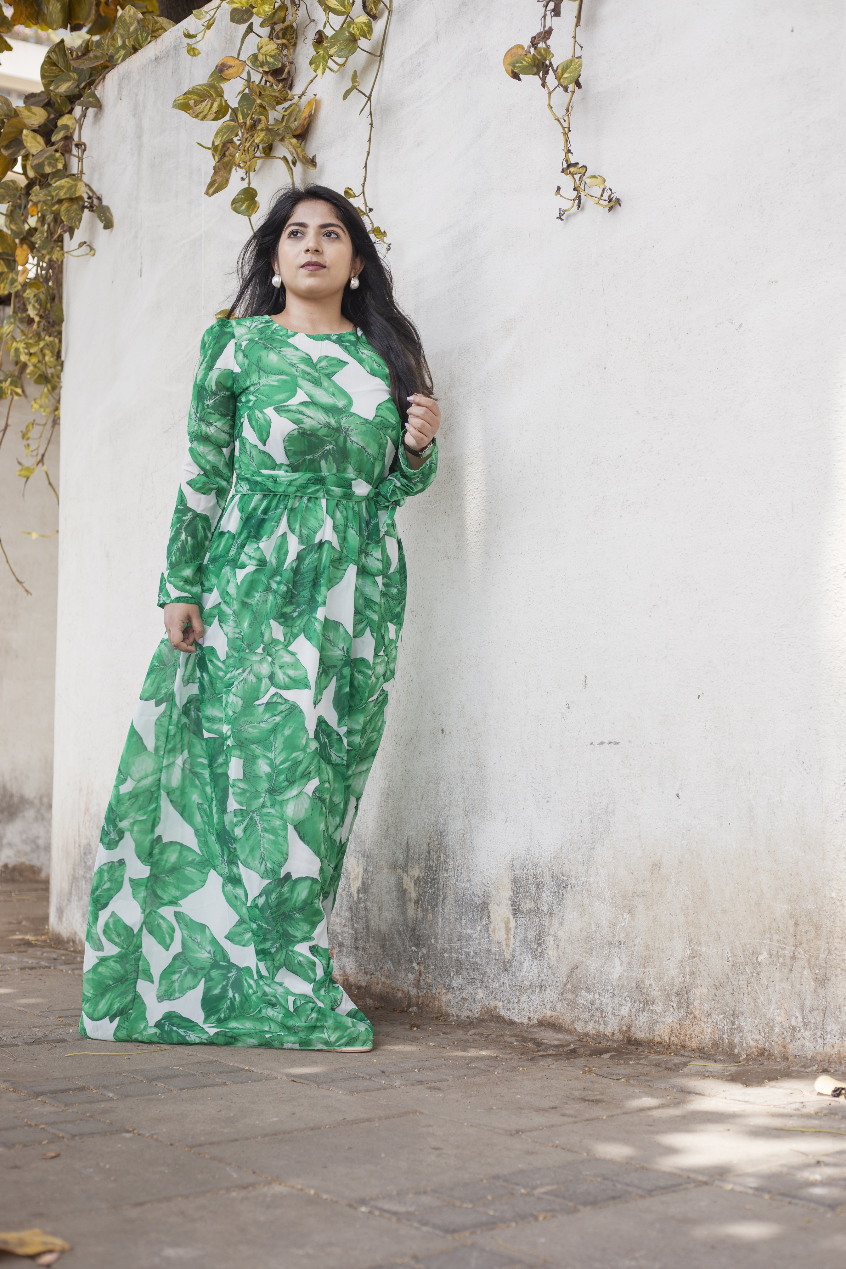 OOTD: Green Leaf Print Summer Dress, Indian Fashion Blog