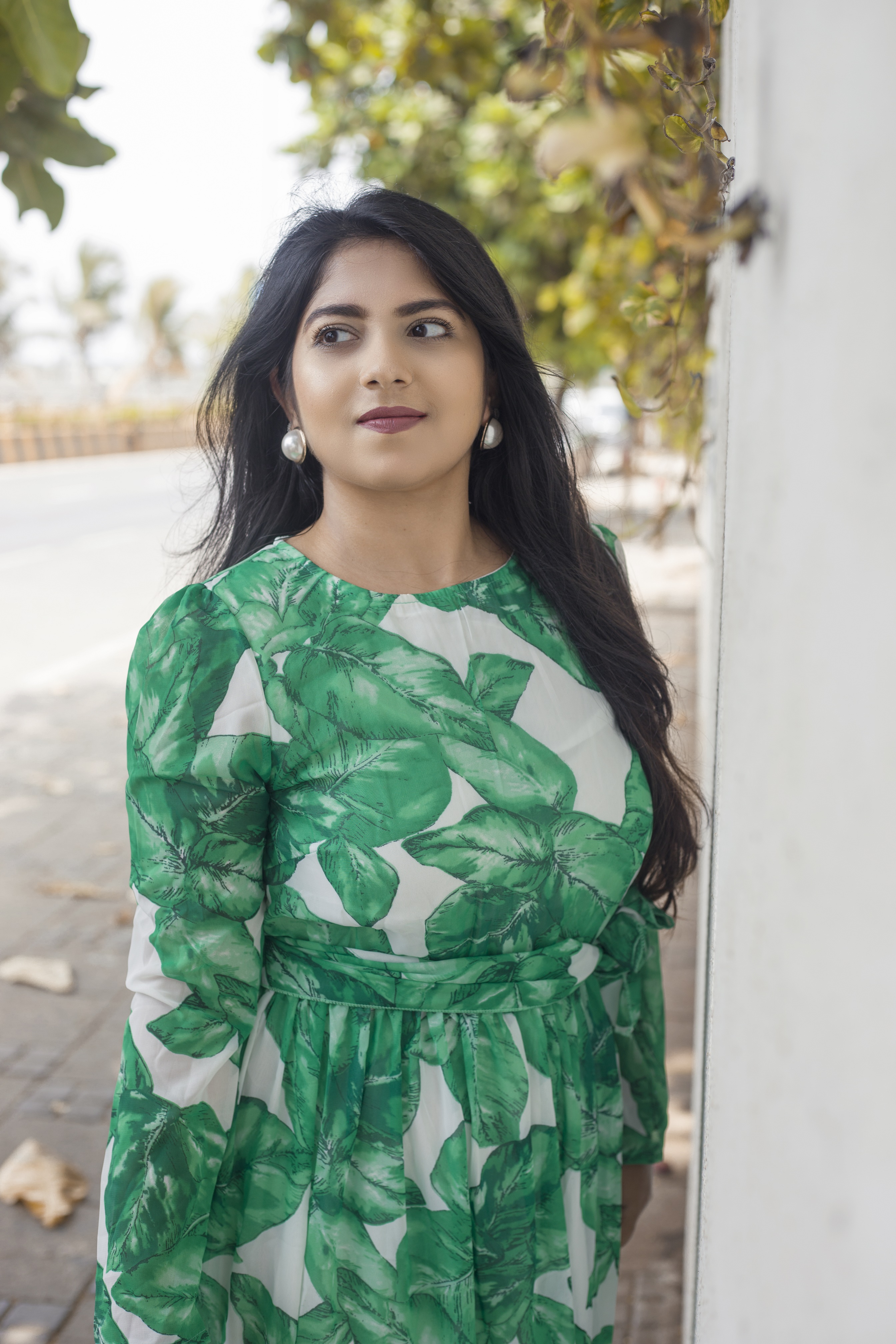OOTD: Green Leaf Print Summer Dress, Indian Fashion Blog